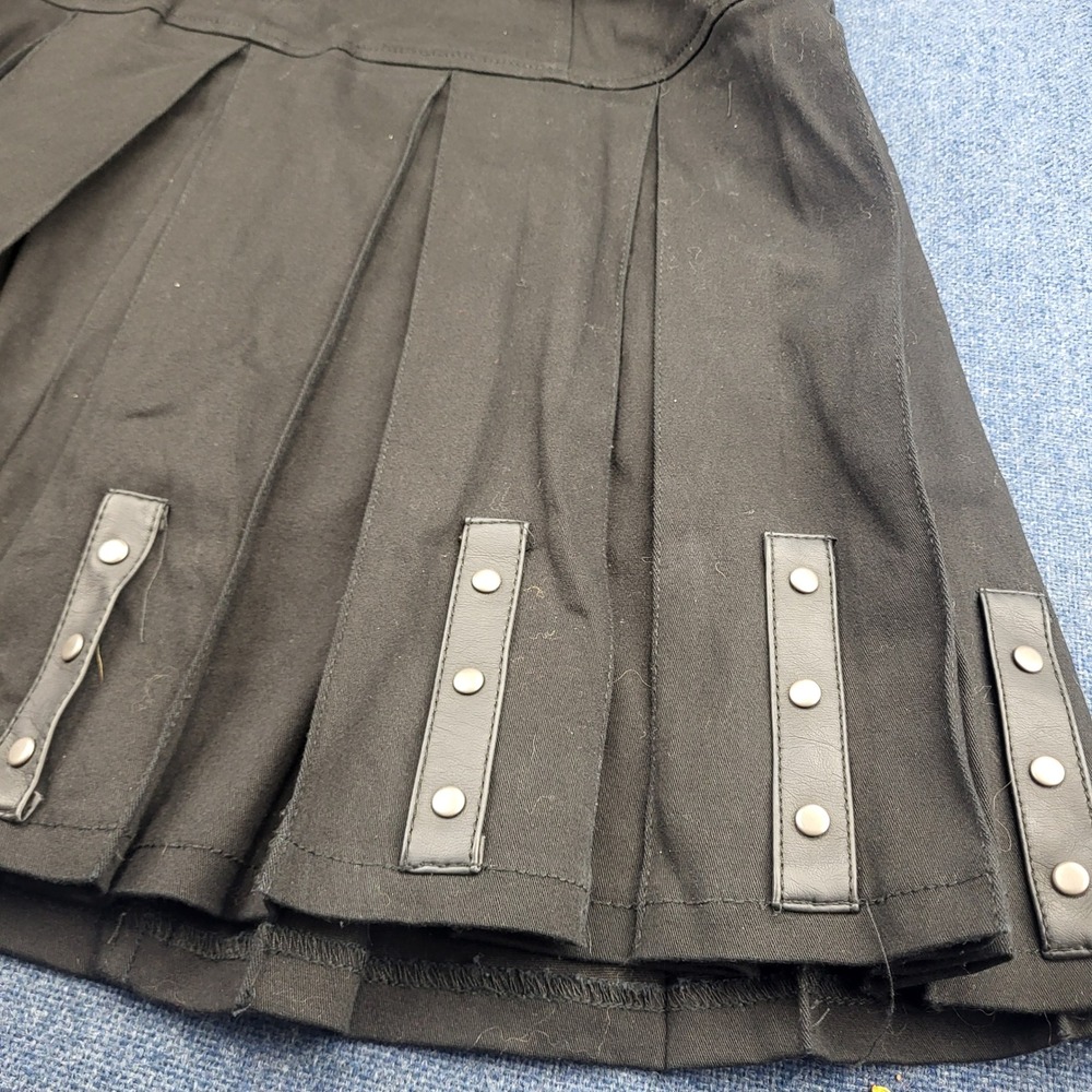 Tripp NYC Daang Goodman Black Gothic Pleated Mini Pinafore Dress Buckle Straps L - Picture 11 of 13
